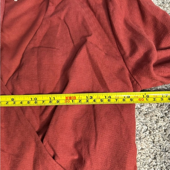 Altar’d State Long Sleeve ruffled Romper small jumper rust red v neck layered - Picture 8 of 12